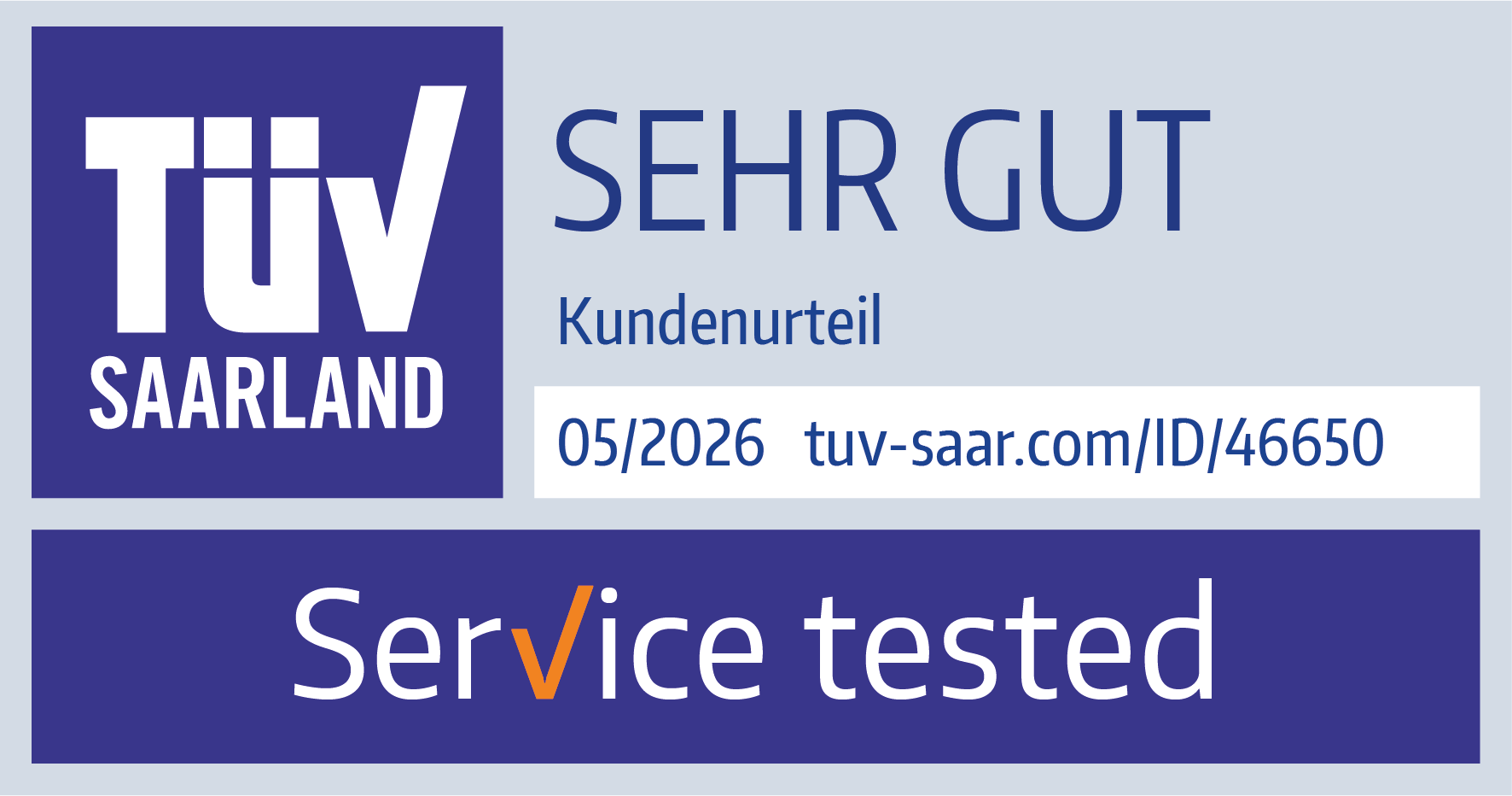 TÜV Saarland – Valoración MUY BUENA, servicio, 05/2026